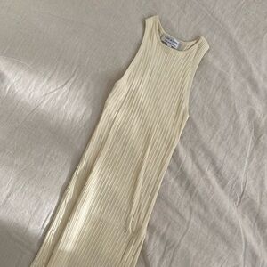 Solid and striped maxi dress